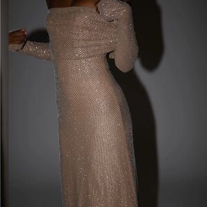 Meshki sequin off the shoulder maxi dress